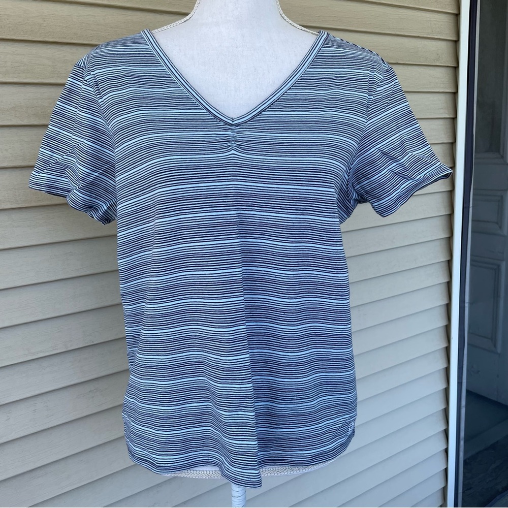 Calvin Klein Jeans Vintage Blue and White Stripped Fitted T-Shirt Size XL
